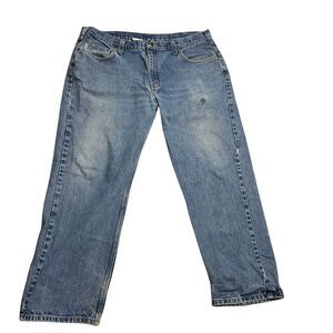 Carhartt Men's Size 42 x 30‎ Blue Straight Leg Relaxed Fit Work Jeans